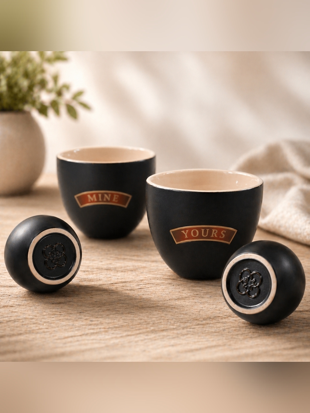 Baileys Irish Cream “Mine Yours” Espresso Cup Set Black Ceramic Pair